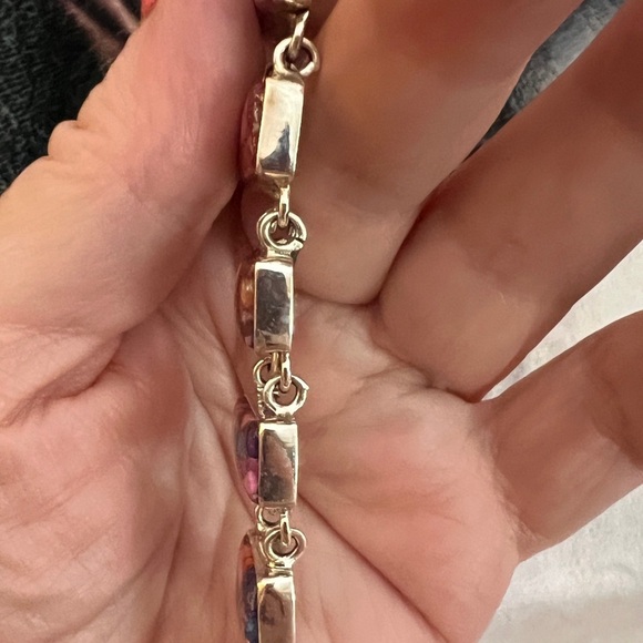 ❤️ Pink Dahlia Turquoise 925 Southwestern Navajo Style Bar Necklace 18+2” 21.6gm - Picture 5 of 16